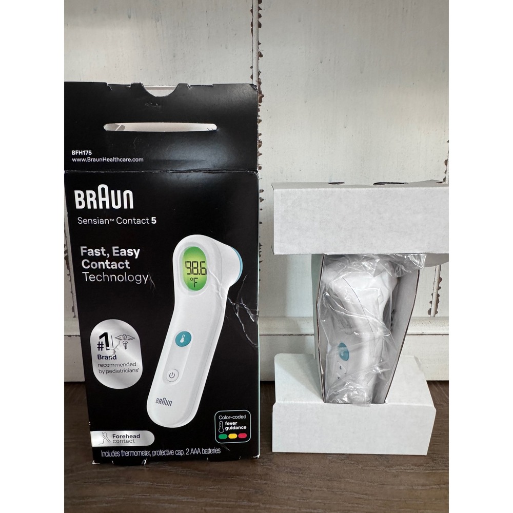 Braun Sensian Contact 5 Forehead Thermometer BFH175 White Infrared Digital New